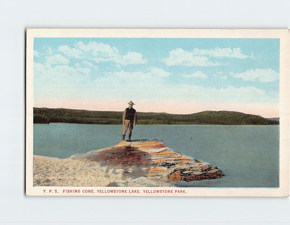 Postcard Fishing Cone Yellowstone Lake Yellowstone Park Wyoming USA