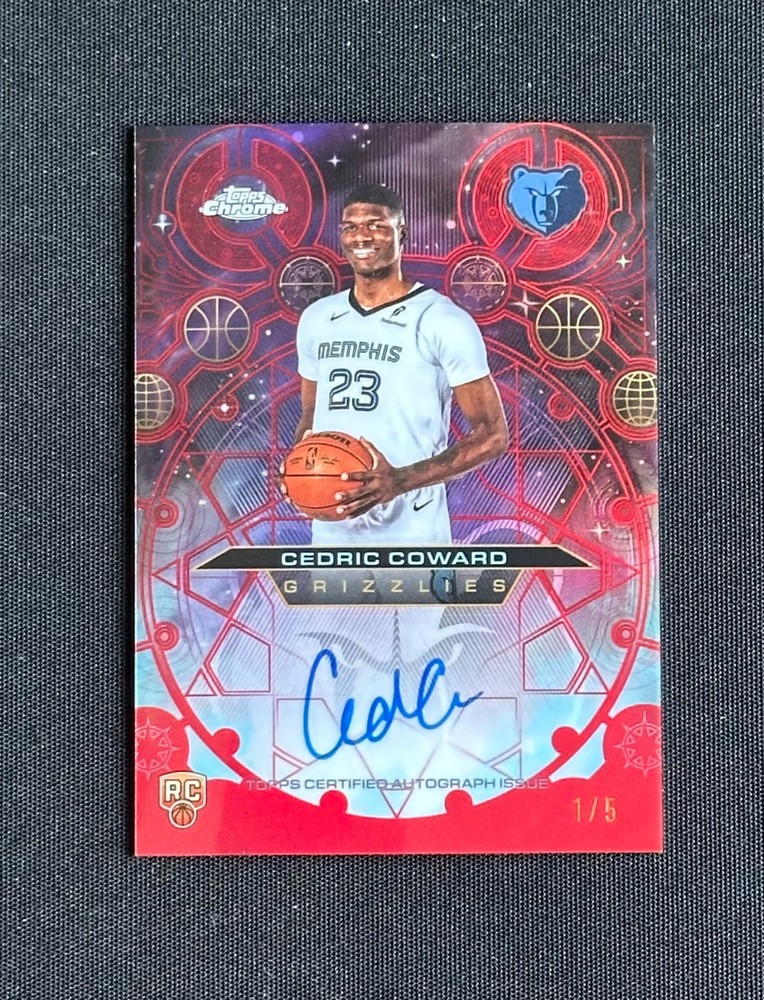 2025-26 Topps Chrome Cedric Coward Rc Rookie Red Refractor On Card Auto 1/5 1/1
