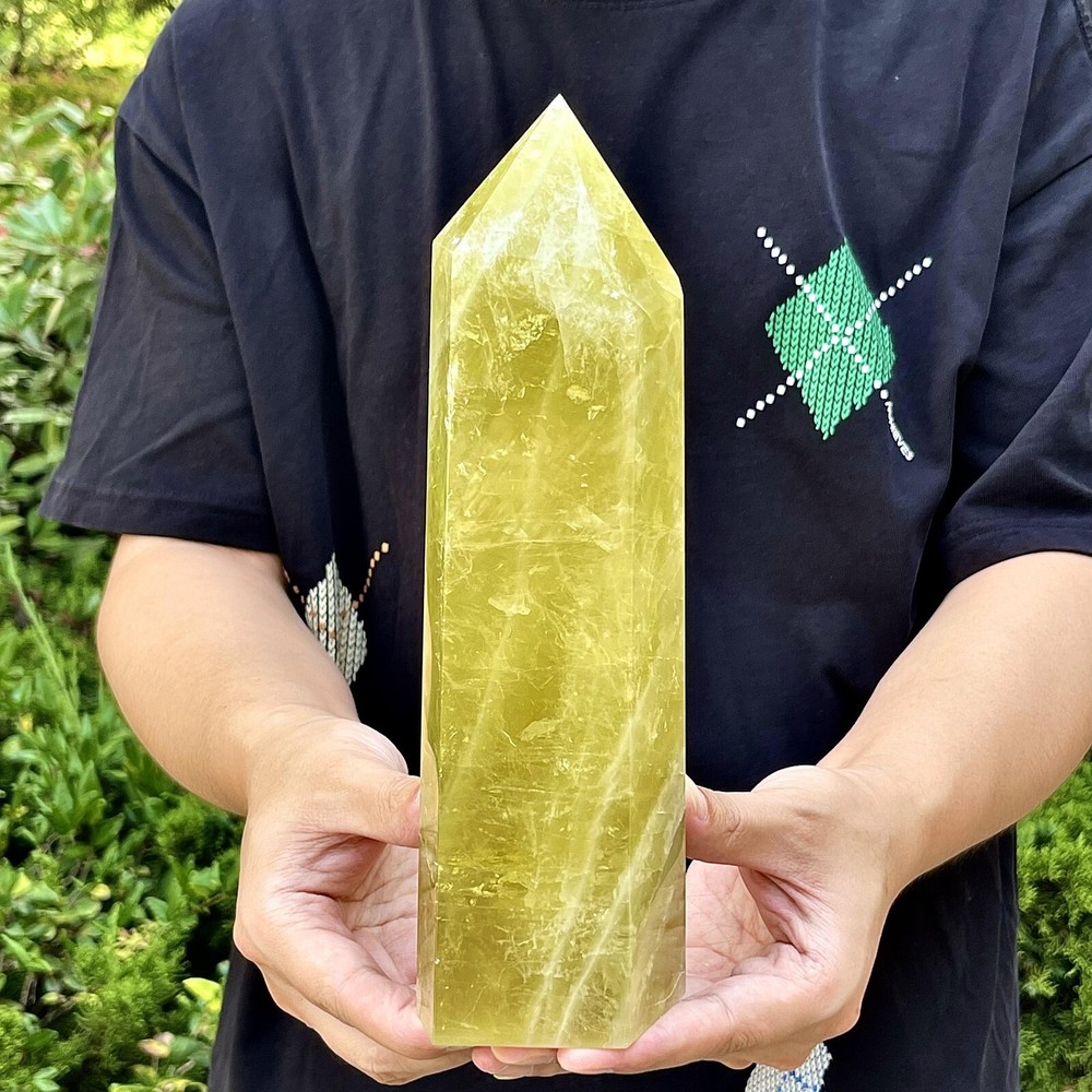 4.22LB Natural Citrine Smoky Quartz Obelisk Healing Crystal Pillar