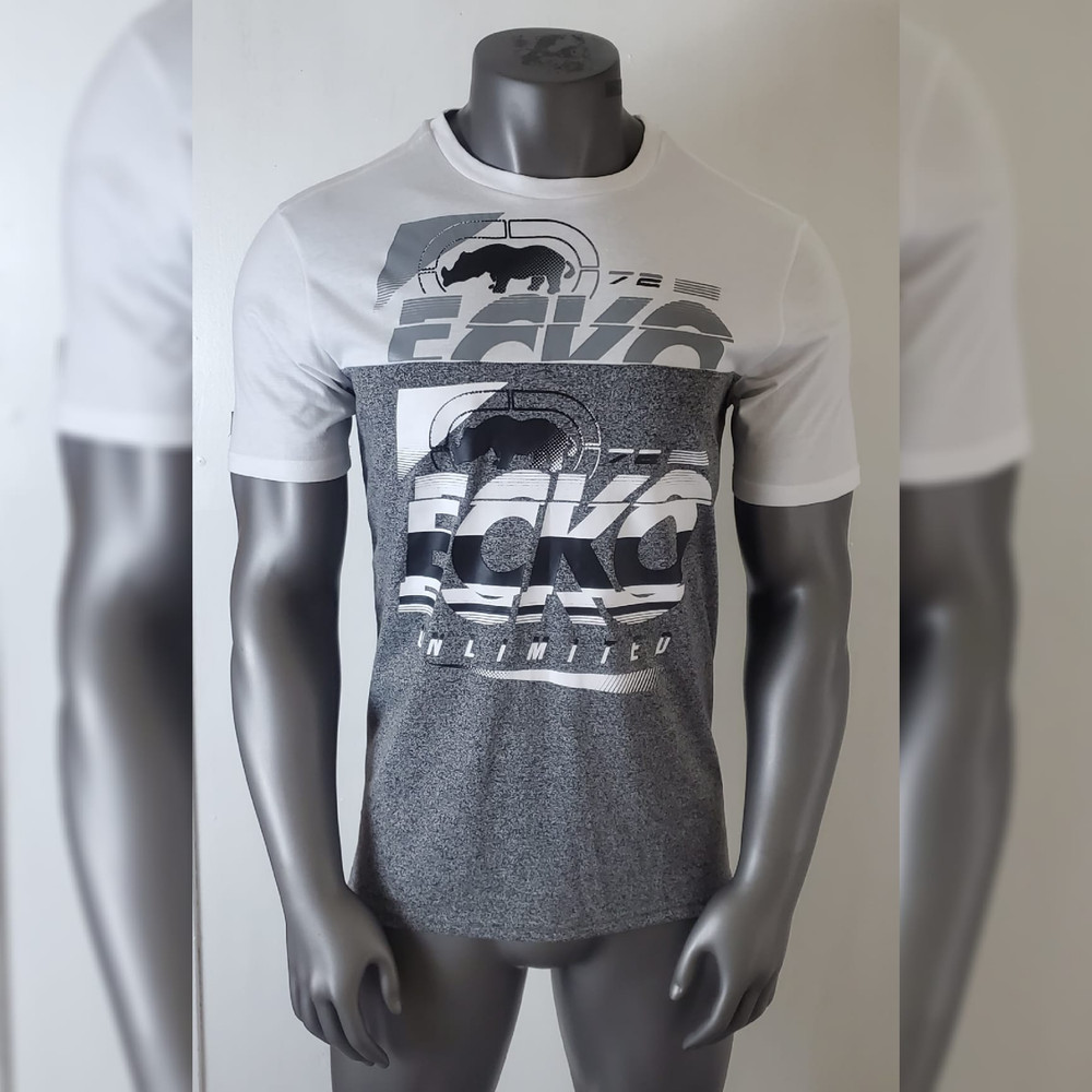 Ecko Unltd Colorblock Tshirt Men's Short Sleeve Crew Neck Size L White