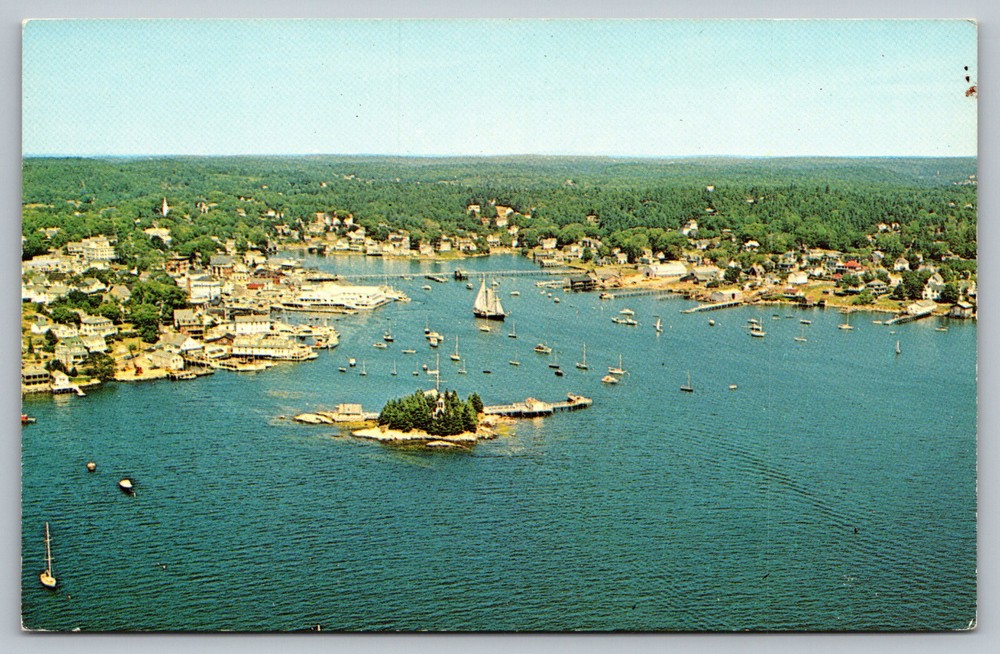 Postcard Aerial View Of Boothbay Harbor, Maine F1