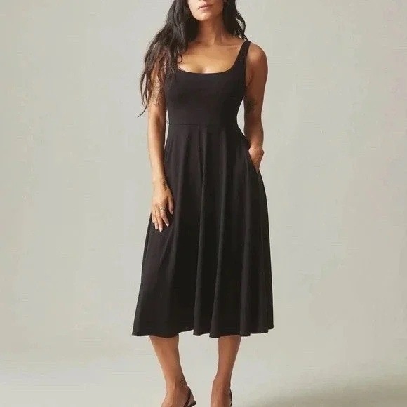 American Giant Sleeveless Midi Dress Black Made in USA Size M