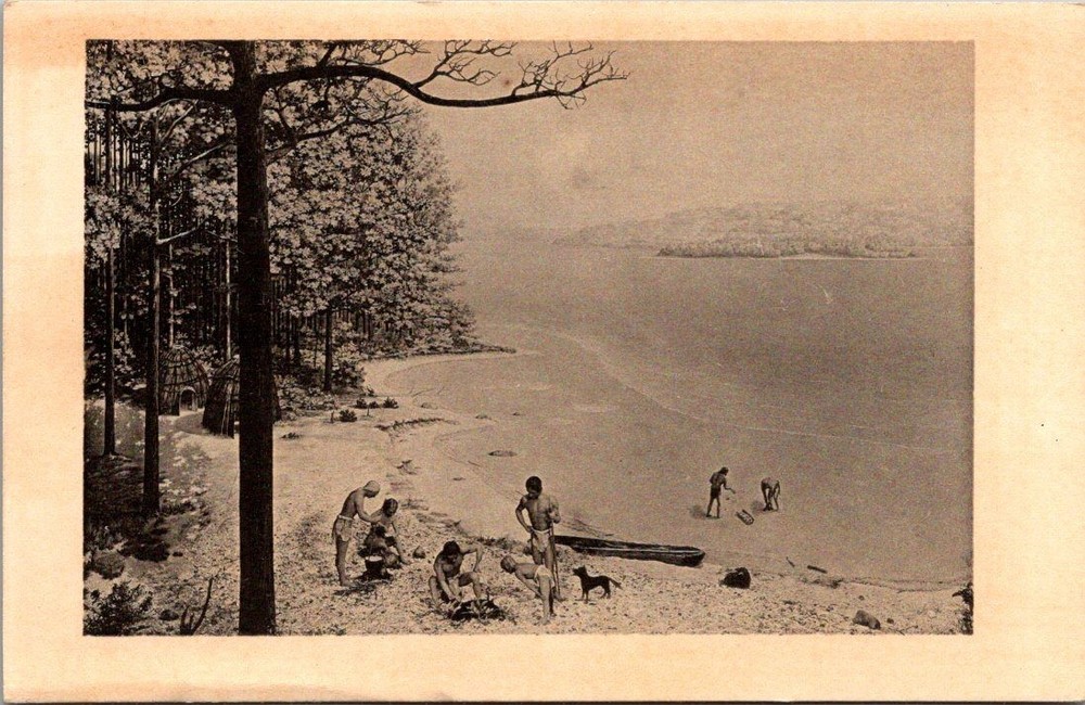 Scandinavian Kitchen Midden Diorama Postcard Rochester NY Museum Gravure