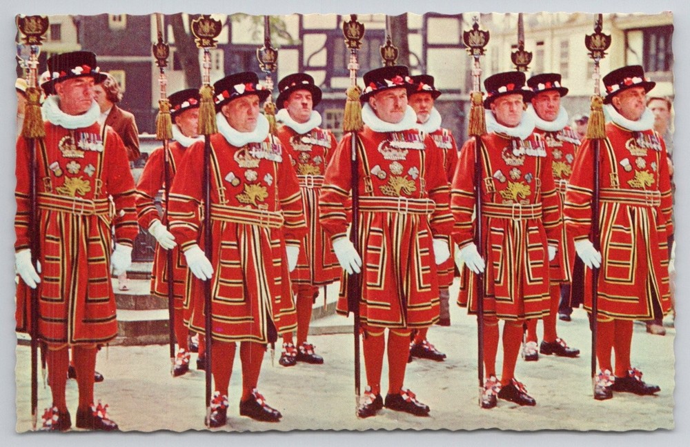 Yeomen Warders Beefeaters Tower of London Natural Colour Photo Postcard