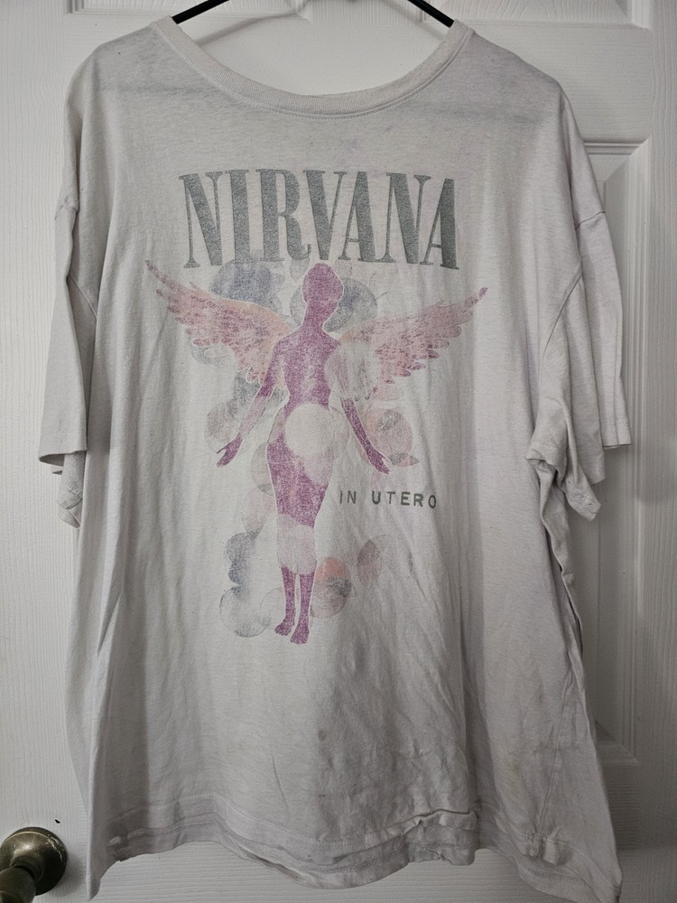 NIRVANA IN UTERO album Band T-shirt XL L Kurt Cobain Grunge Dave Grohl Rock 90s