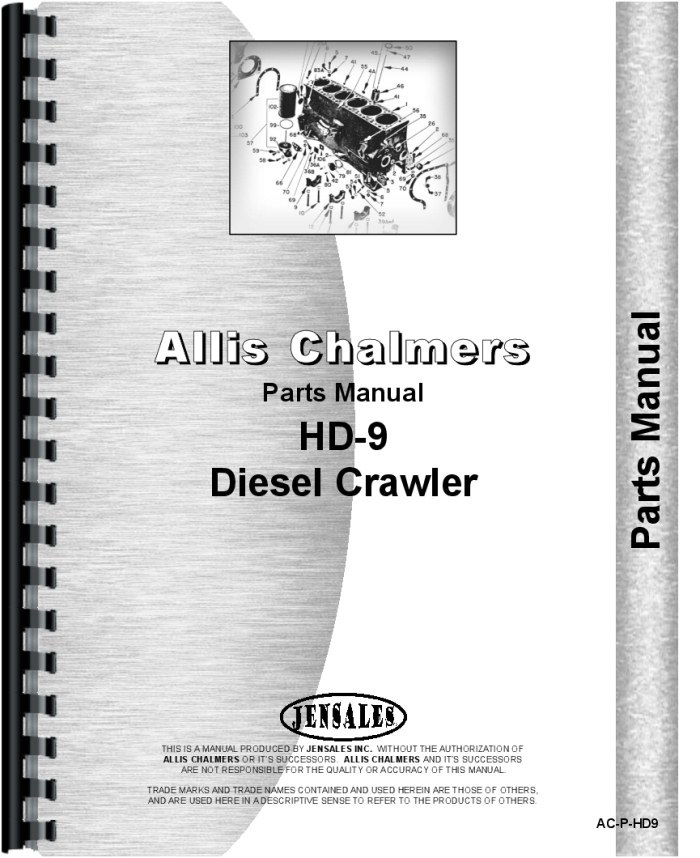 Allis Chalmers HD9 Crawler Tractor Shovel Parts Manual TS9 HD9B HD9F HD9G