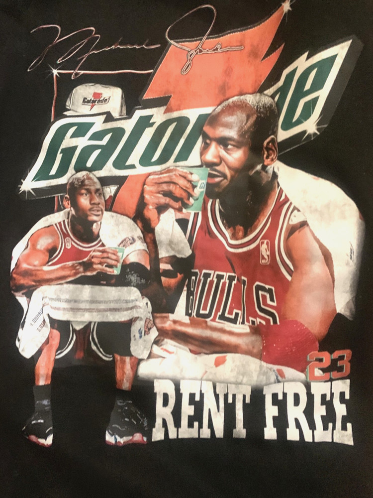 Graphic Mens L Tee; Michael Jordan Inspired Gatorade Style T-Shirt, Front & Back