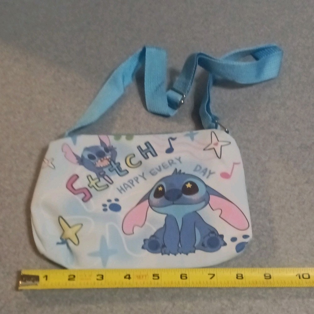 Disney Lilo & Stitch Stitch Happy Every Day Small Crossbody Bag White Blue Pink