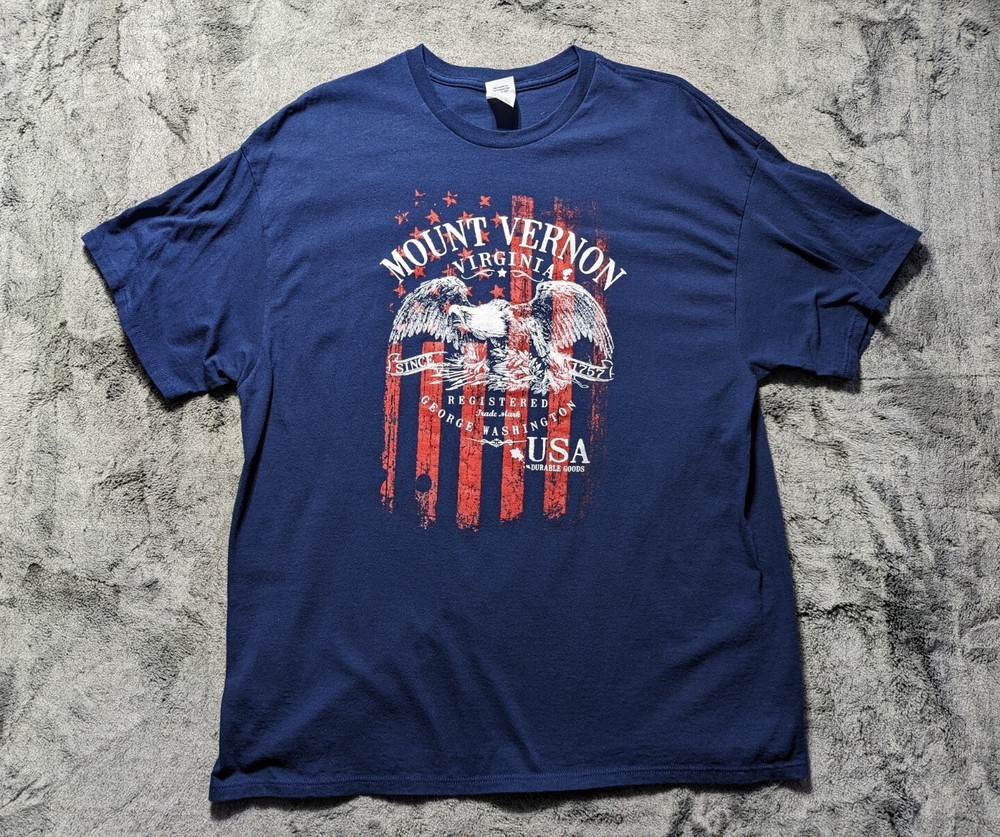 Mount Vernon Virginia Short Sleeve T Shirt Men's Size 2XL Blue