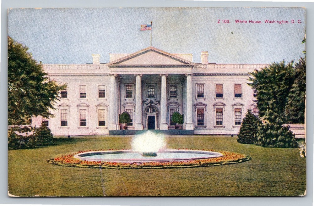Vintage White House Washington DC Linen Postcard Z103 Historic Landmark
