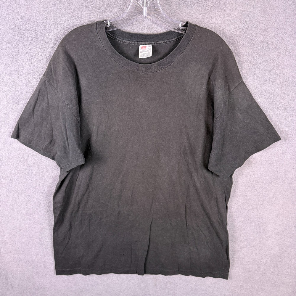 VTG 80's 90's Hanes Single Stitch Blank Black Short Sleeve Shirt Men's XL