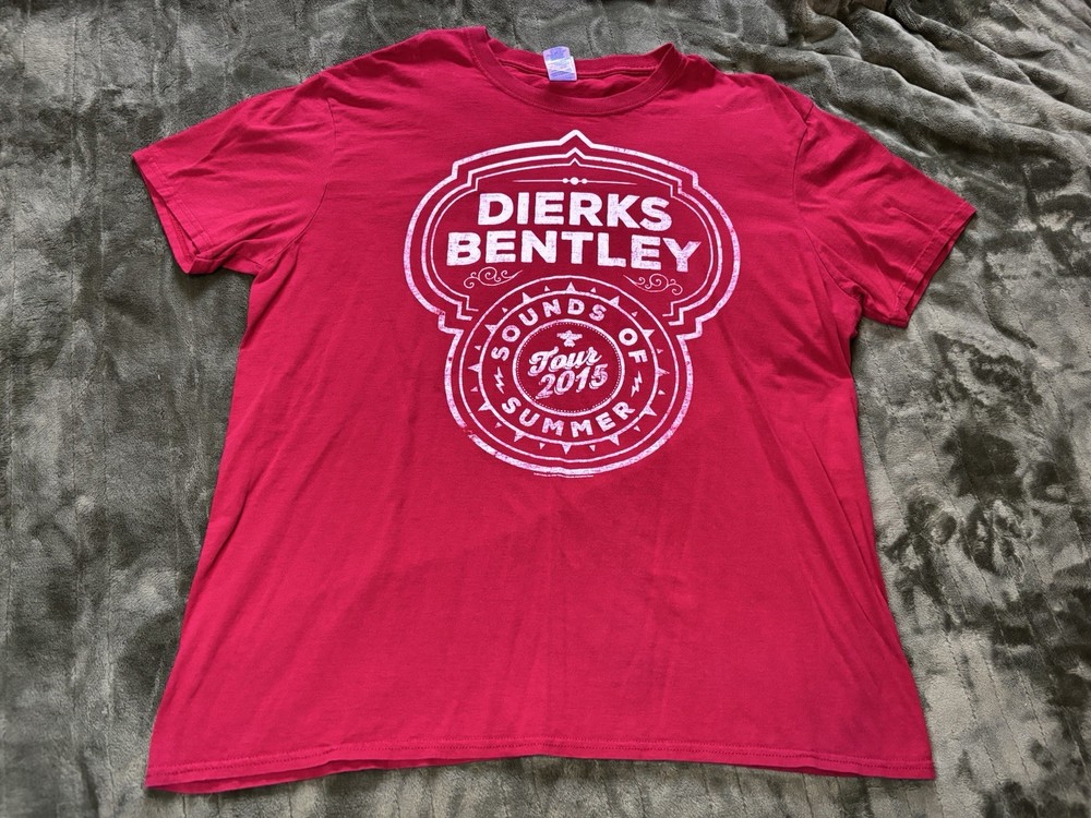 Dierks Bentley Shirt Mens XL Red 2015 Concert Tour Country Music Band Cowboy