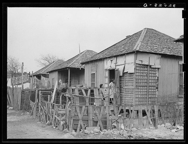 Photo:San Antonio Texas 1939 Mexican Houses Row Crude Fences Disrepair