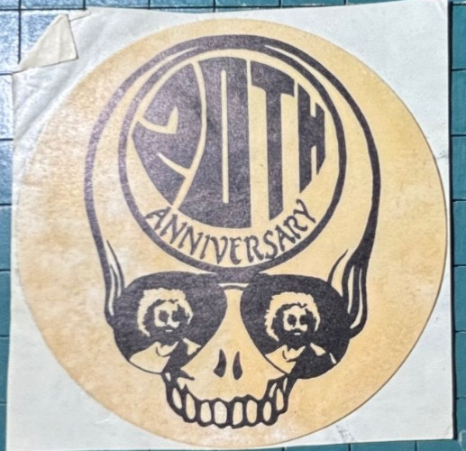 GRATEFUL DEAD 20th ANNIVERSARY STEAL YOUR FACE FAN-MADE STICKER 80’s