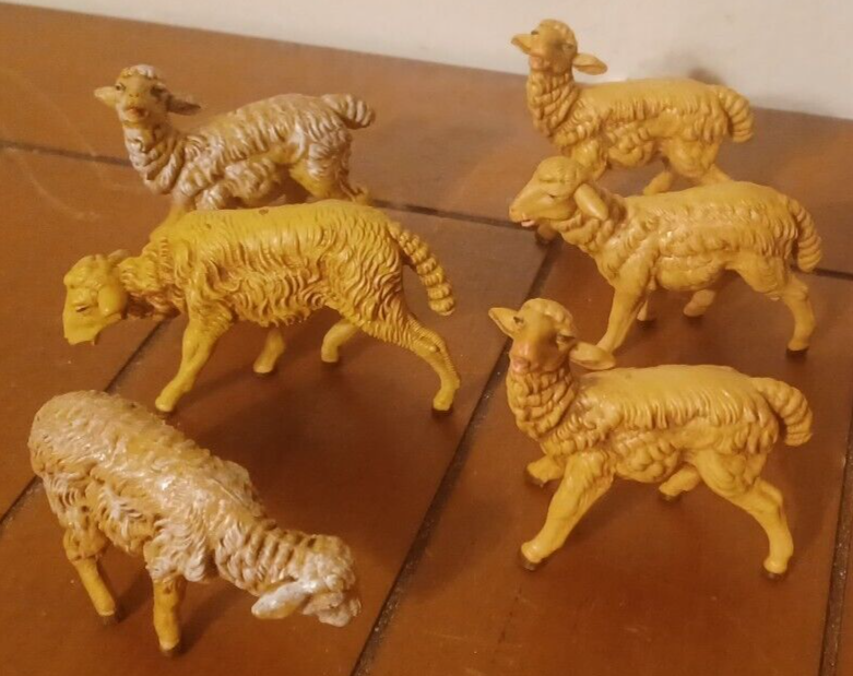 Vintage Fontanini Lot of 6 Nativity Sheep Stable Animals Made in Italy