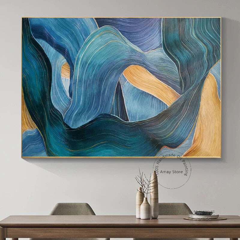 Expressionist Art Modern Textured Abstract Oil Painting Handmade Canvas Decor