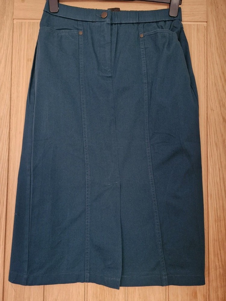 NWT Teal Canvas Pencil Skirt Women's Size 12 Mid-Length Classic Fit