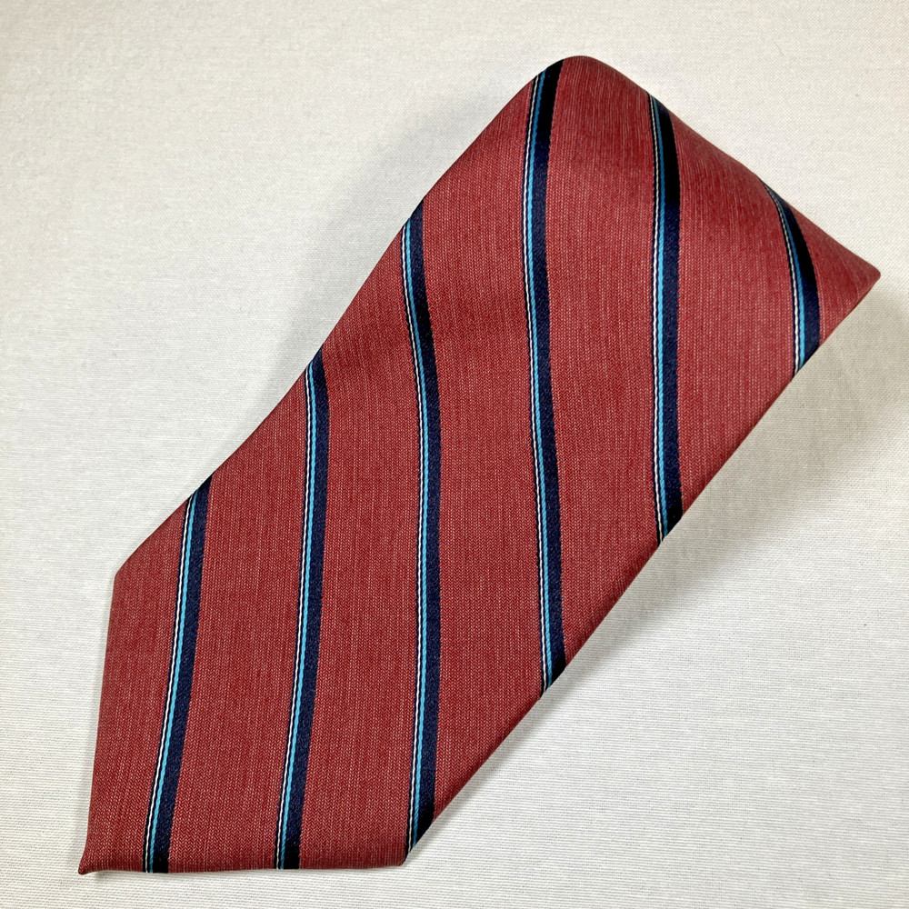 Jeffrey Scott Men’s Tie Red Blue Striped Polyester Necktie