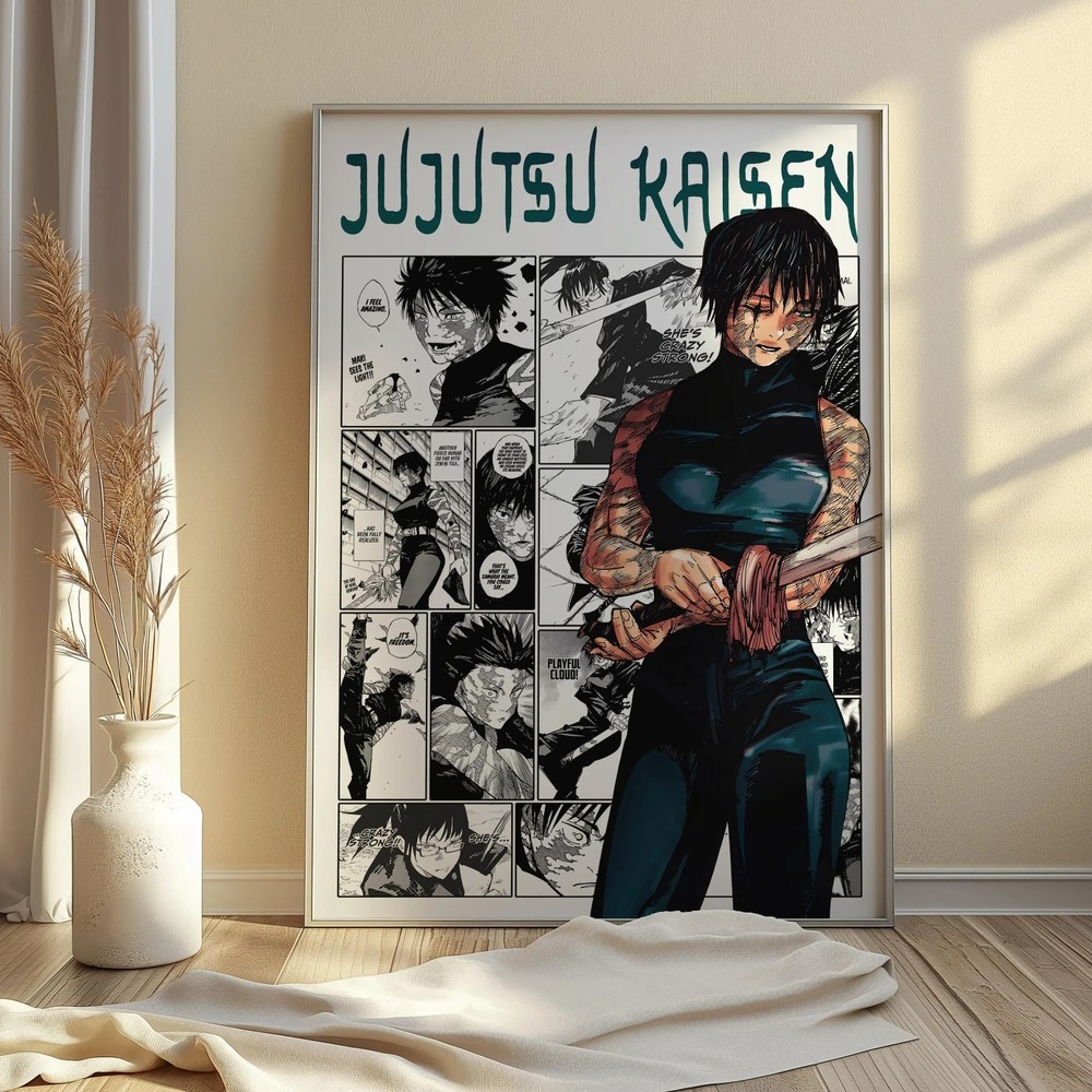 Maki Zenin Poster Jujutsu Kaisen Matte Character Print Manga Wall Art All Sizes