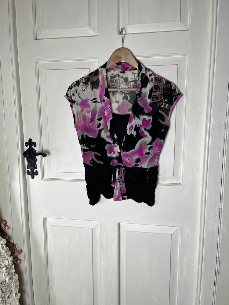 Pink & Black Mesh Top From Y2K Era
