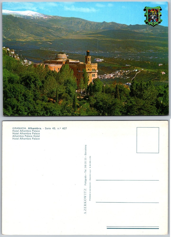 Continental Alhambra Palace Granada Spain Postcard