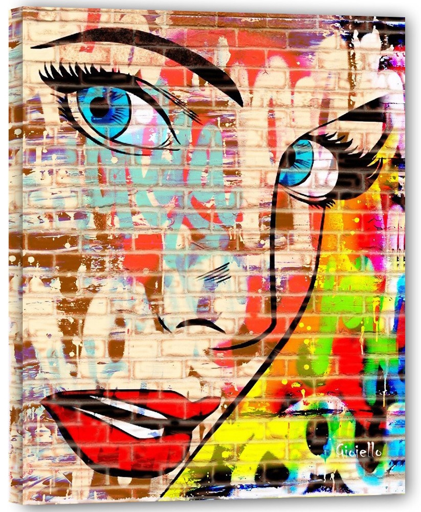 Woman's Face on the Wall Pop Graffiti Art Picture 70x90 Top Current Art Modern FC75