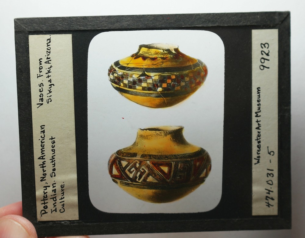 North American Indian Arizona pottery Sikyatki hand tinted  GLASS SLIDE