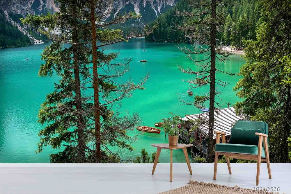 3D Forest Lake Landscape Wall Murals Wallpaper Murals Wall Sticker