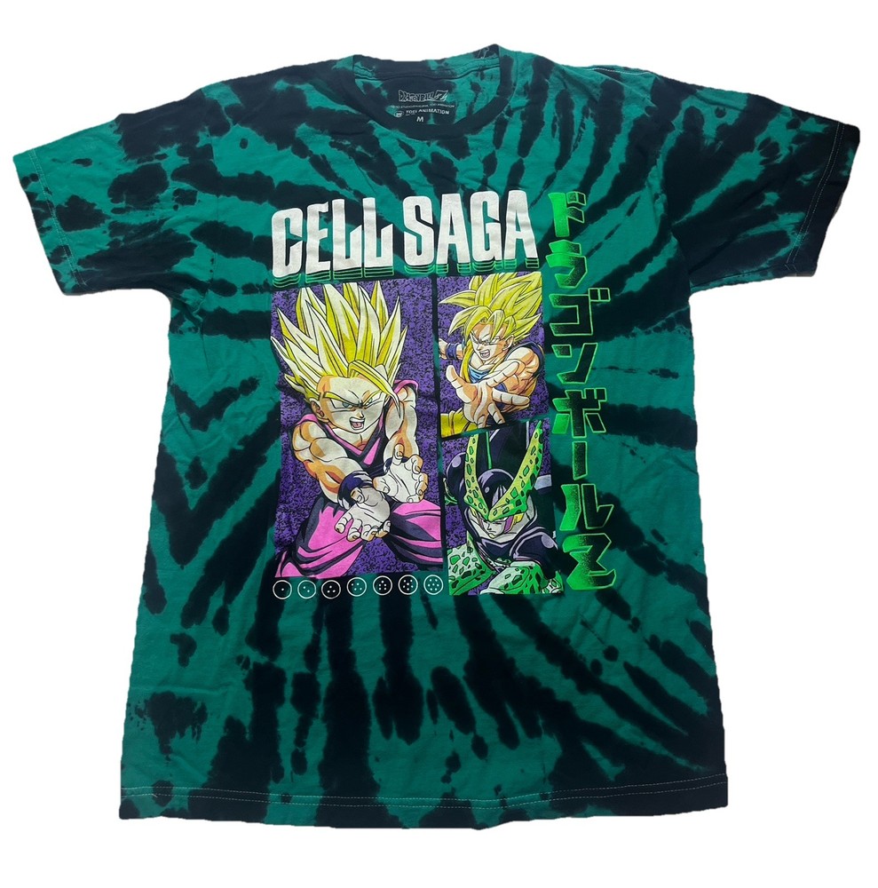 Dragon Ball Z Cell Saga Gohan Tie Dye Anime T Shirt Mens Medium DBZ Green
