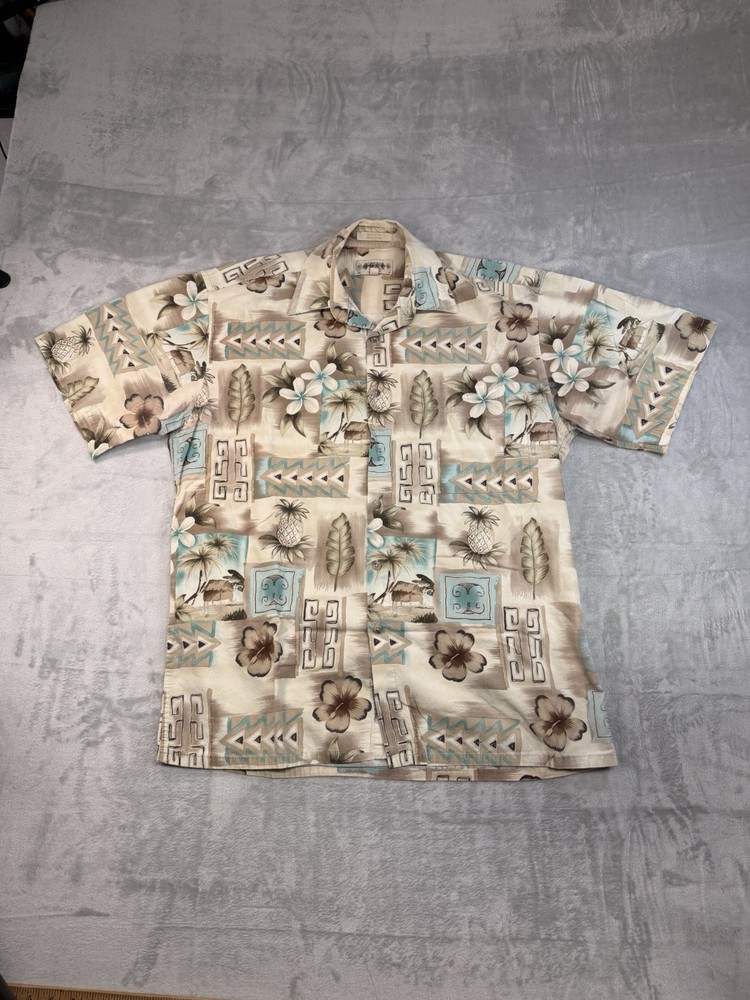 Vintage Campia Moda Men’s M Hawaiian Shirt Tiki Tropical Floral Cotton Korea