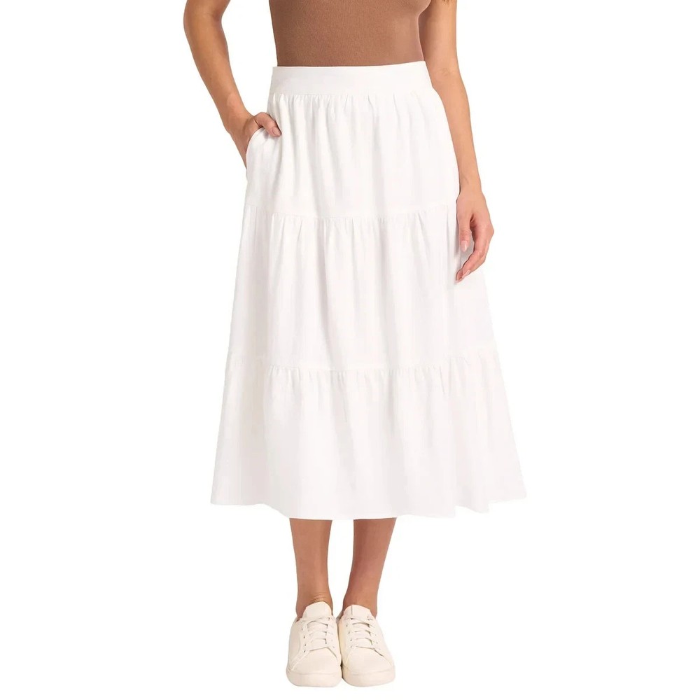 Matty M Women's Pocket Elastic Waist Skort, White, Size XS