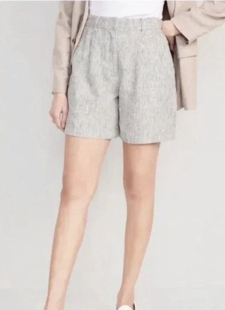 Old Navy Women’s HighRise Striped Tailored Linen Shorts Women's Size XL