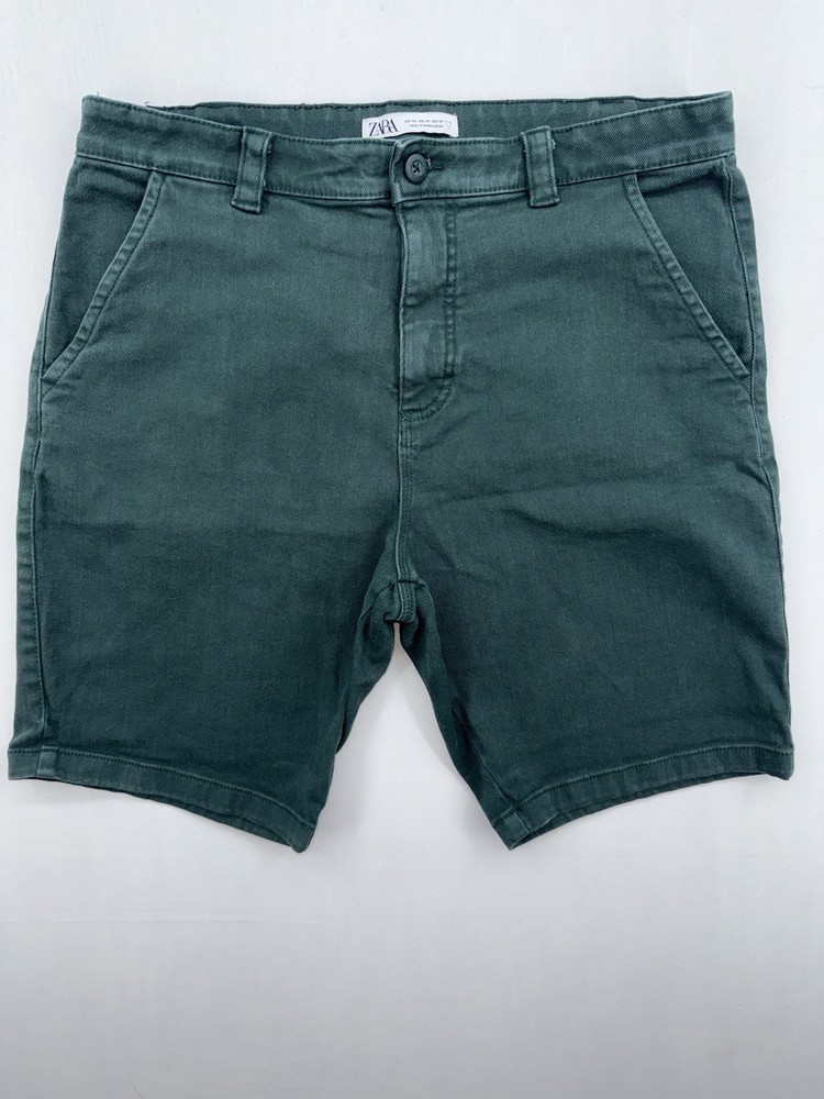Zara Men’s Size 34 Cotton Shorts Green