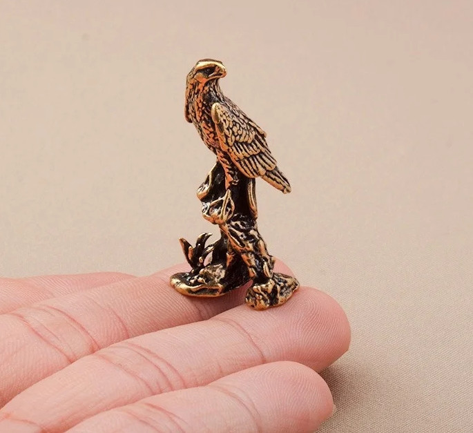 Brass Eagle Animal Statue Small Sculpture Tabletop Figurine Home Decor Gifts