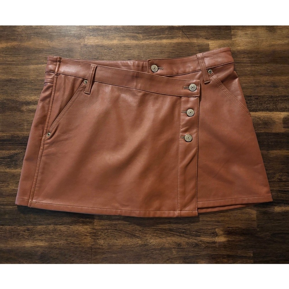 We The Free People Womens 29 Skirt Micro Mini Faux Leather Low Rise Asymmetrical