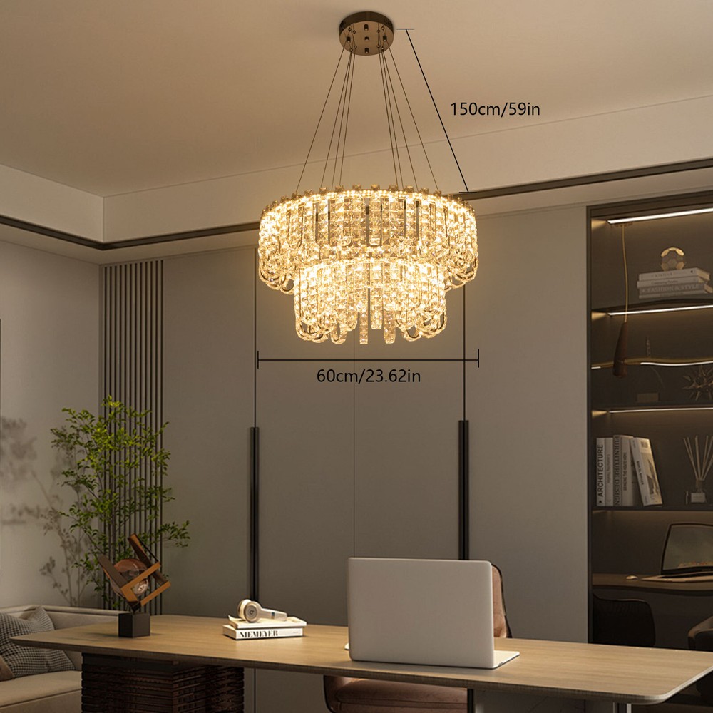 Modern Chandelier Crystal Chandelier 2-Tier Crystal Lighting Fixture USA