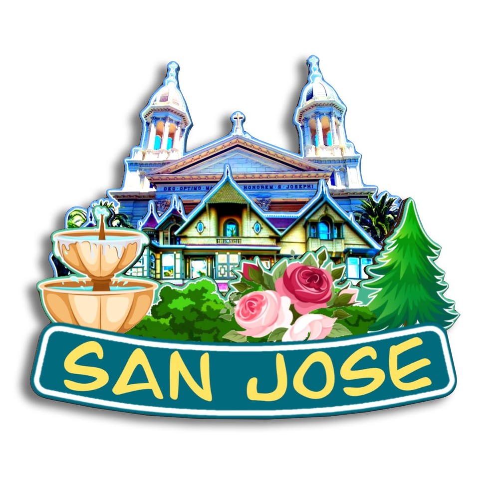 San Jose California USA Refrigerator magnet 3D travel souvenirs wood craft
