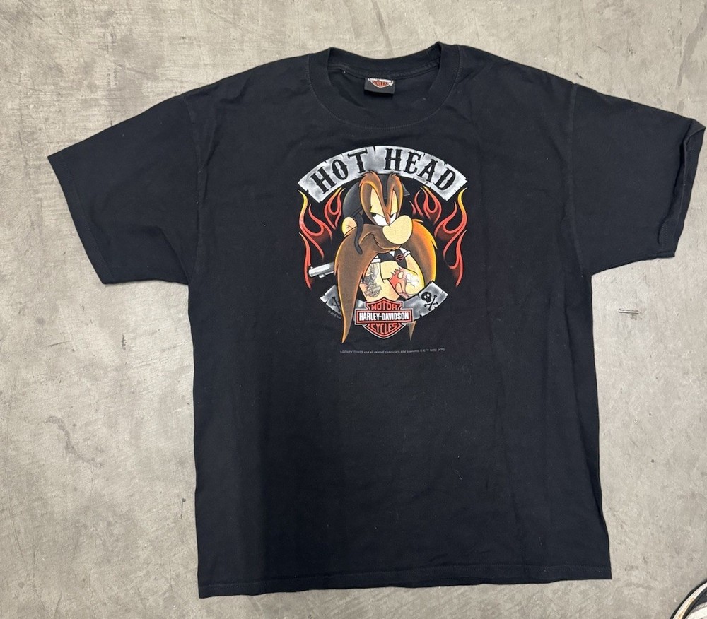 Vintage Harley Davidson Hot Head Looney Tunes Shirt Size L