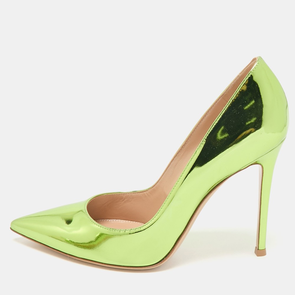 Gianvito Rossi Metallic Green Leather Pumps Size 39.5 EU