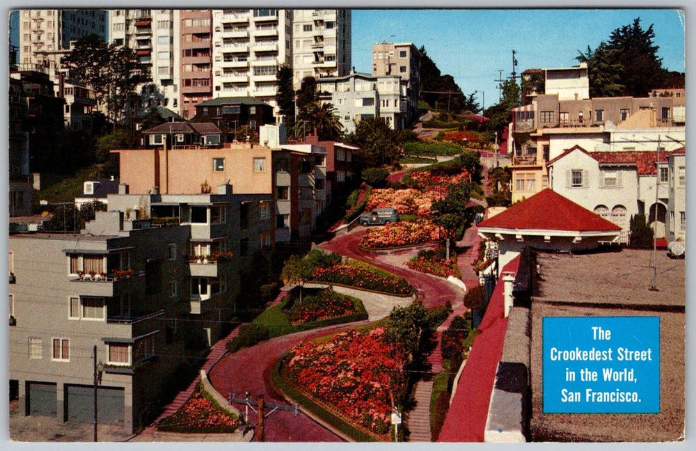 Vtg Postcard Lombard Street Crookedest Street San Francisco, CA 1960s