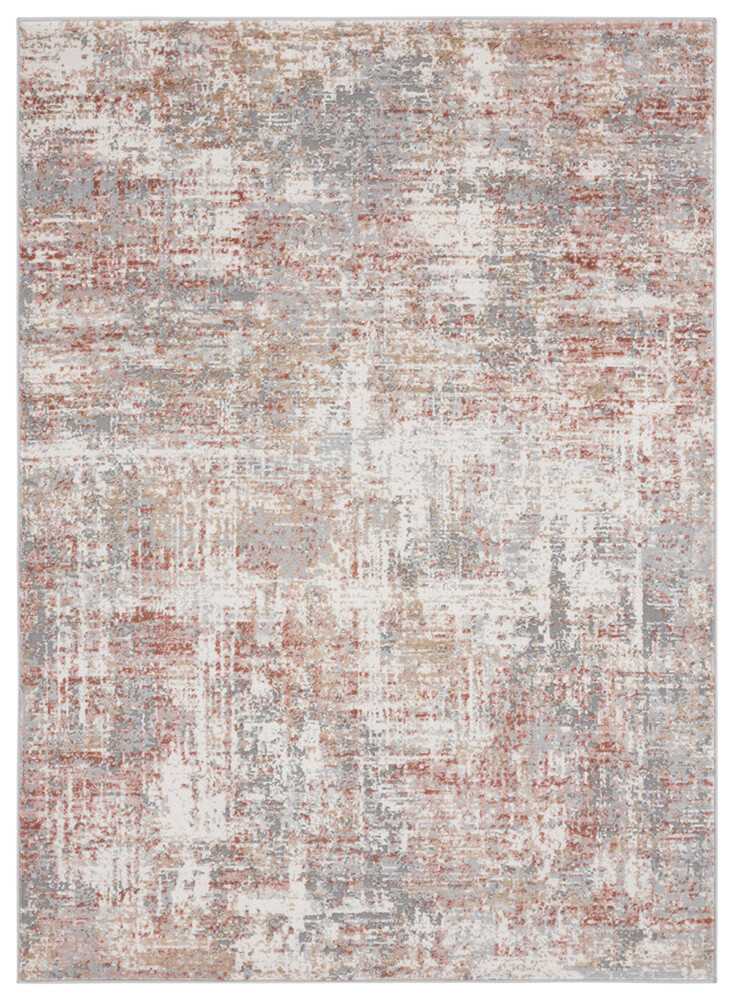 Vintage-Inspired Brown Faded Abstract Rug 7'10