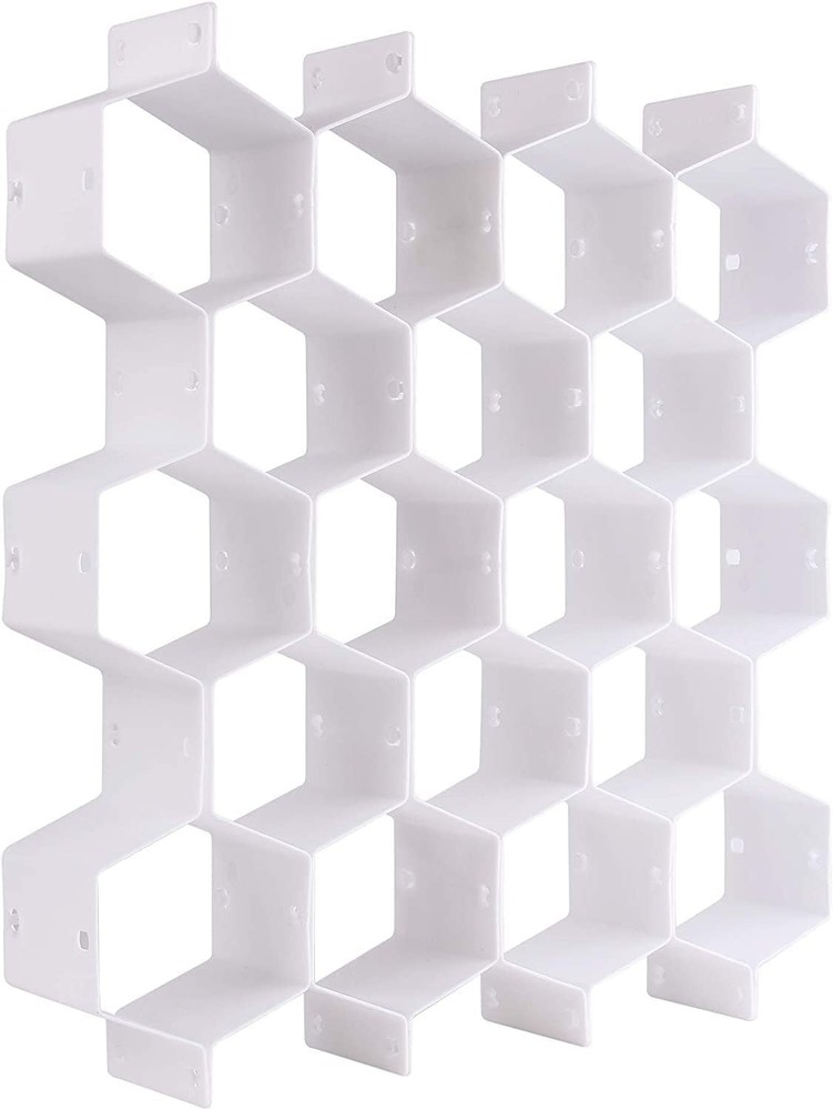 JIAKAI White Honeycomb Drawer Organizer Set of 8 Beehive Compartments