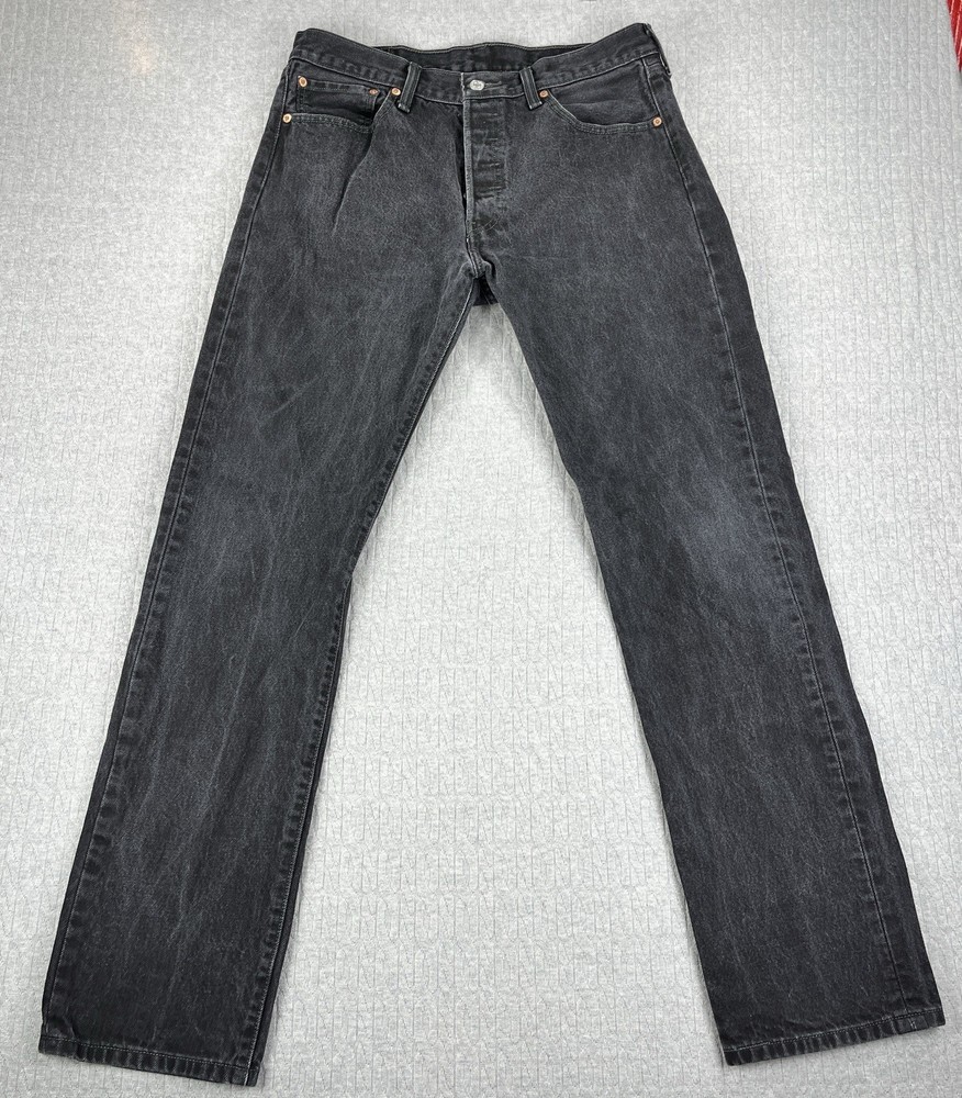 Vintage Y2K Levi's 501 Black Jeans Men 34X34 Fits 32X33 Button Fly
