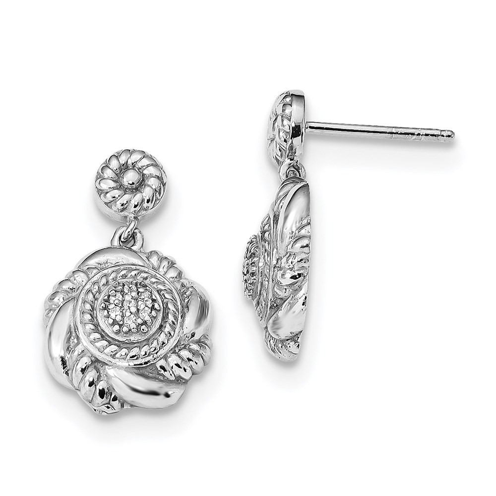 Sterling silver Fancy Cubic Zirconia Circle Post Drop & Dangle Earrings 6.14gm