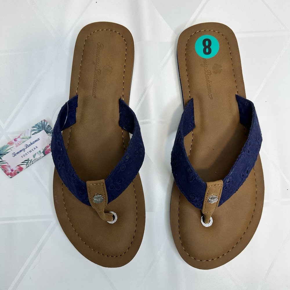 Tommy Bahama Womens Speedwell Navy Flip Flops Size 8 New With Tags