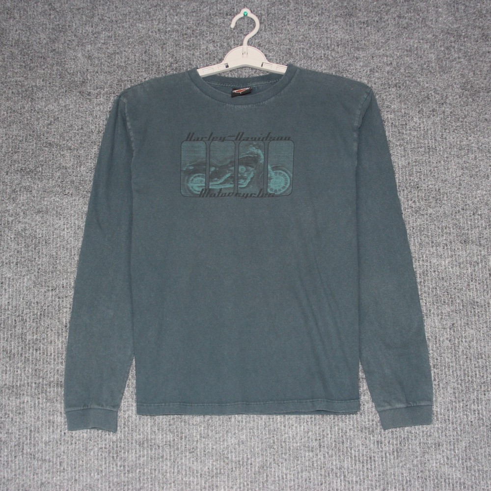 Harley Davidson Motorcycles Graphic Long Sleeve T Shirt Men's Size L Gray