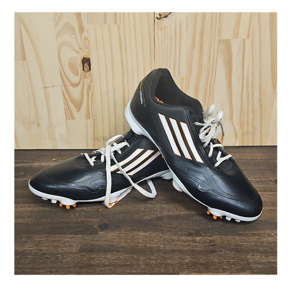 adidas adizero Men’s Golf Shoes US 9.5 Black/White/Orange Spiked Cleats