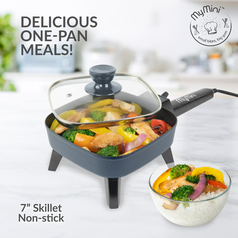 MyMini Electric Skillet, 7 inch, 600 watts, Gray