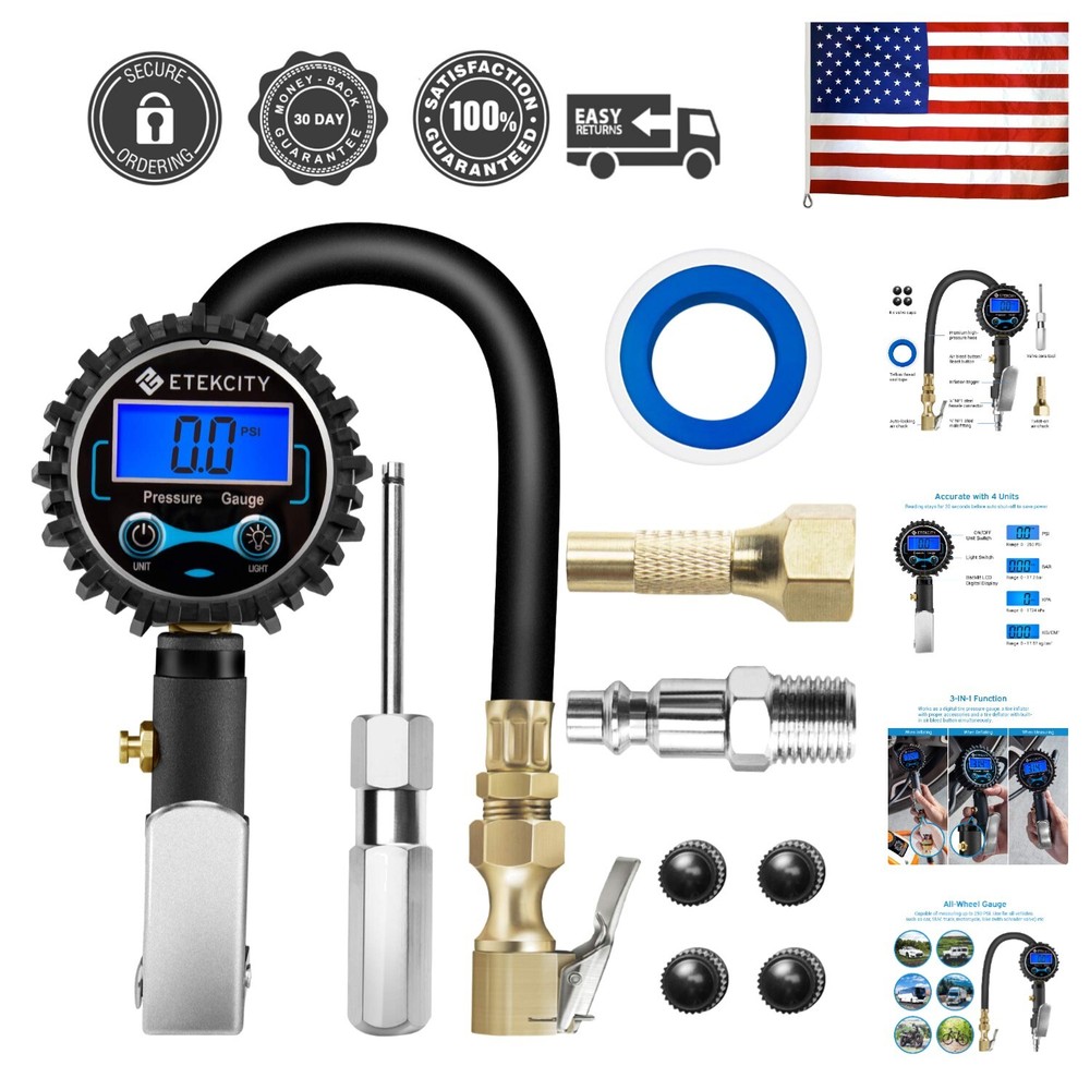 Accurate Digital Tire Pressure Gauge and Inflator with Accessories Included-image