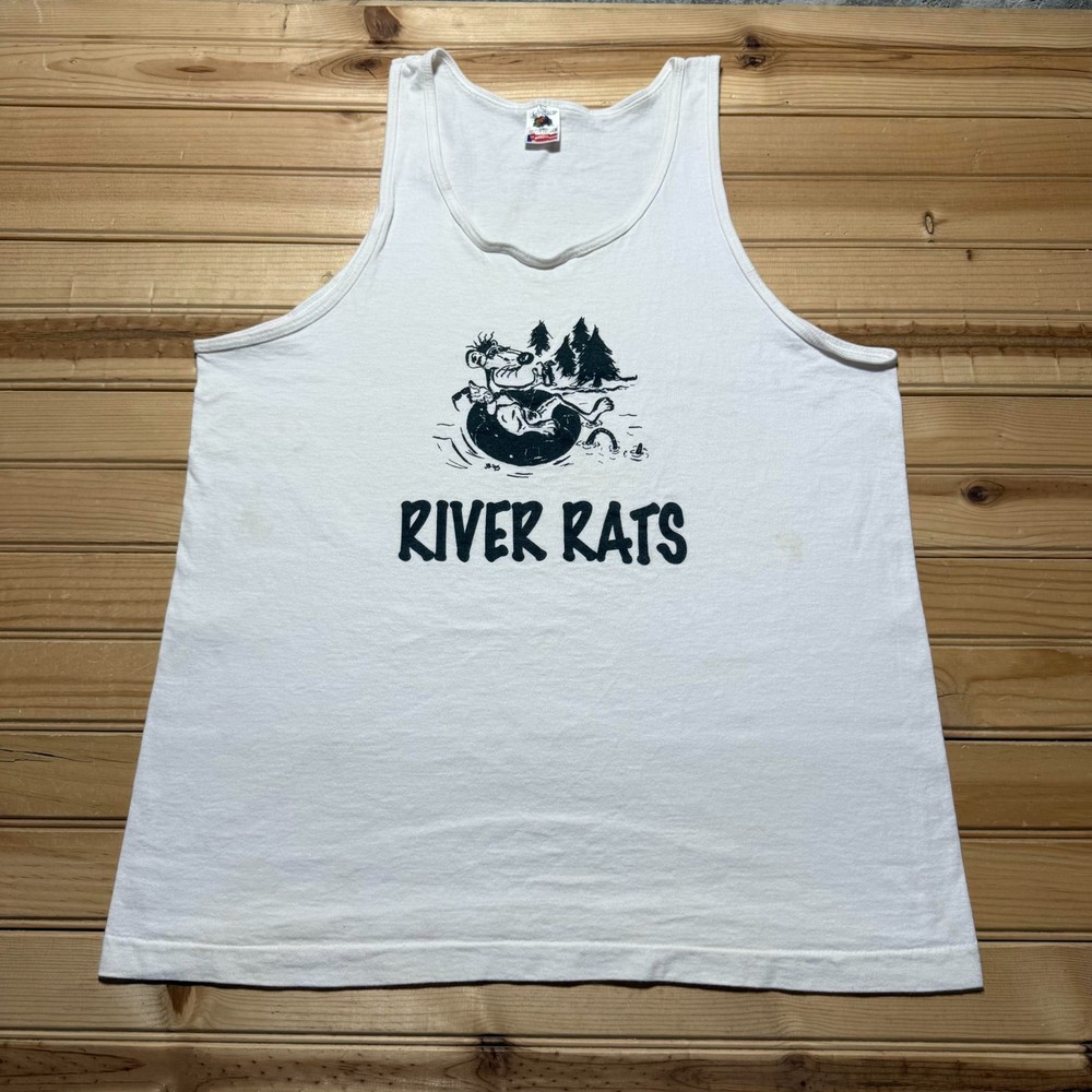 Vintage 90s 1995 River Rats Funny Graphic Tank Top USA Made Men's - Size Large